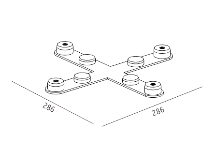 X shape 4 ways connector